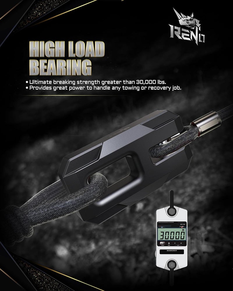 Reno Winch Shackle with Fairlead, Aluminum Hawse Fairlead with Winch Shackle Fit for Synthetic Rope 30,000 lbs Compatible with SUV Truck Off-Road Vehicle Towing Recovery (Black, 1 Pack) - Image 5